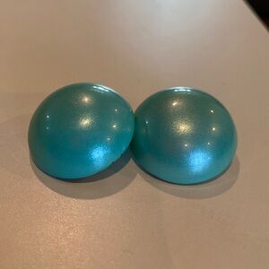 Vintage turquoise colored metal clip-on earrings